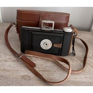 Vintage Ansco Viking Readyset Camera 1950s w/Original Brown Leather Bag UNTESTED